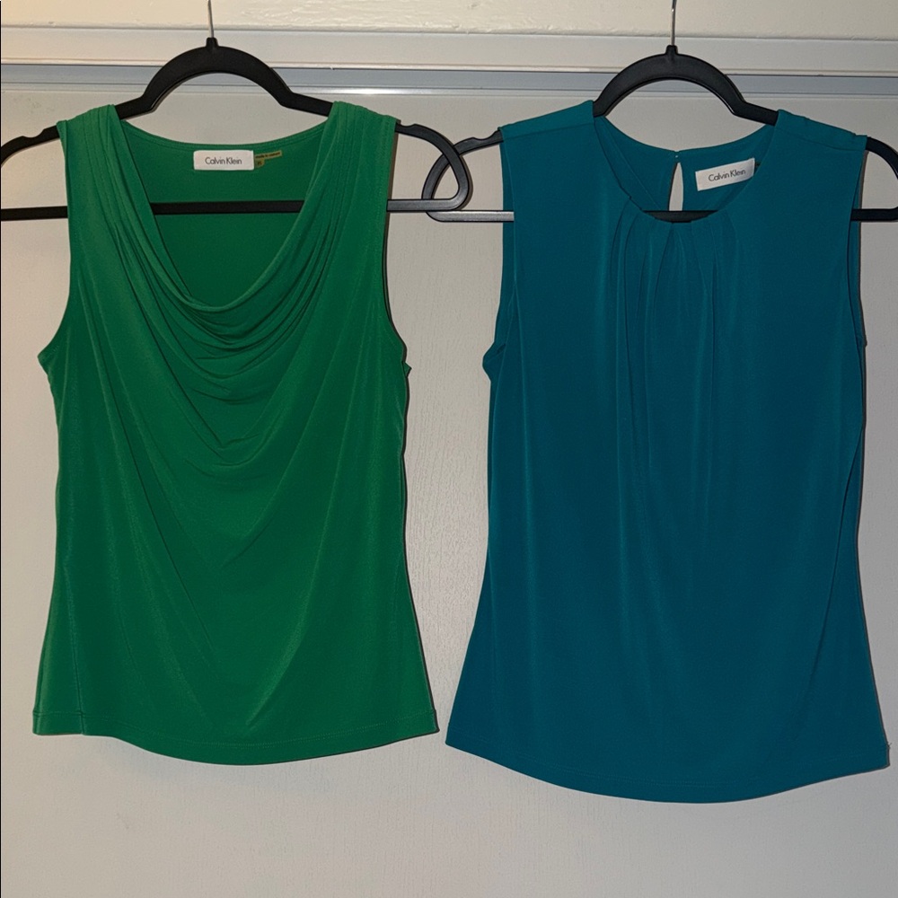 Calvin Klein Green and Teal Tank Tops
